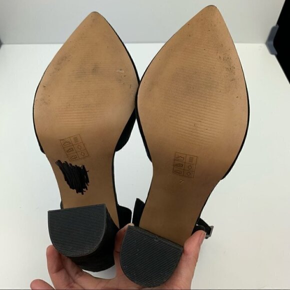 Asos heels 7 black faux suede Dorsay pointy toe - Picture 7 of 12